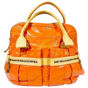 See by Chloé Patent Leather Shoulder Bag Day Tripper Tote Orange Gold Handbag